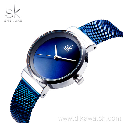 Shengke Blue WristWatch Women Watch Luxury Brand Steel Ladies Quartz Women Watches 2019 Relogio Feminino Montre Femme